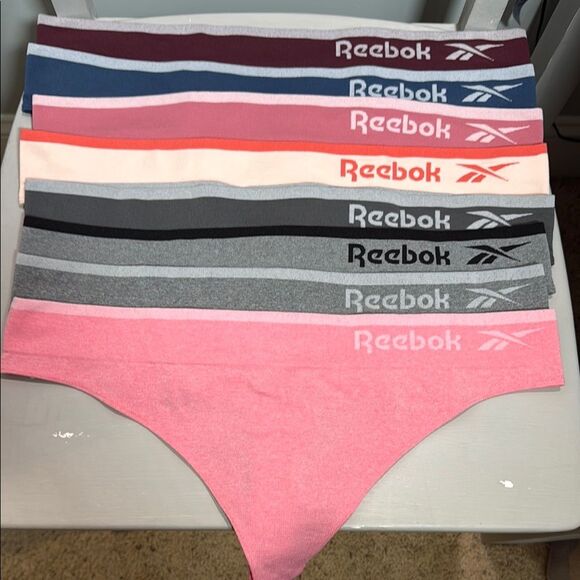 8 Pair Reebok Thong Assorted Colors Soft Stretchy Athletic Breathable - Picture 1 of 5